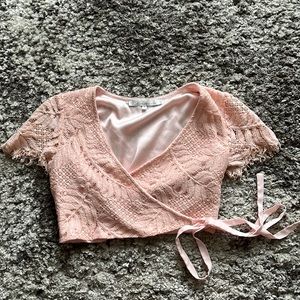 Light pink lace crop top